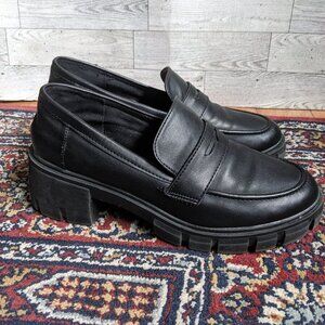 Faux Black Leather Loafers